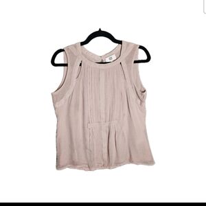 Noa Noa Woman's Pleated  Front Lined Sleeveless Pink Blouse Top Size Small